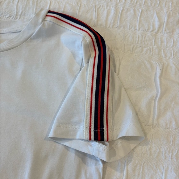 Women’s TNA White Tee with Red and Navy Grosgrain Tape Accent, Size S - Picture 4 of 10